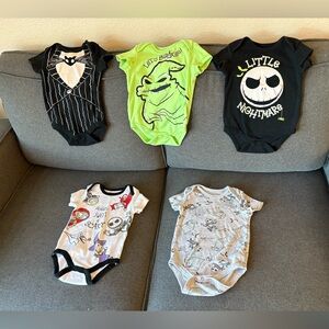 Disney Nightmare Before Christmas 5 Pack Bodysuits size  3-6months